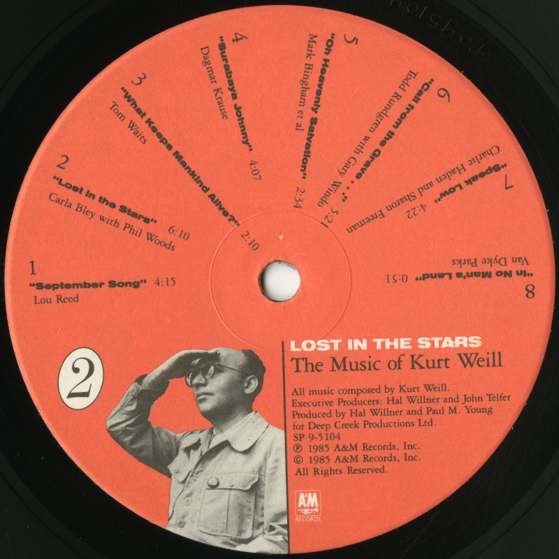 『Lost In The Stars - The Music Of Kurt Weill』（1985年、A&M Records）のレコード盤ラベル02